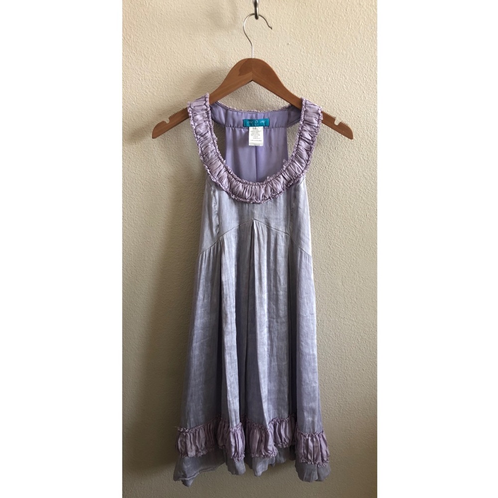 100% Silk Lavender Ruffle Dress by one O one